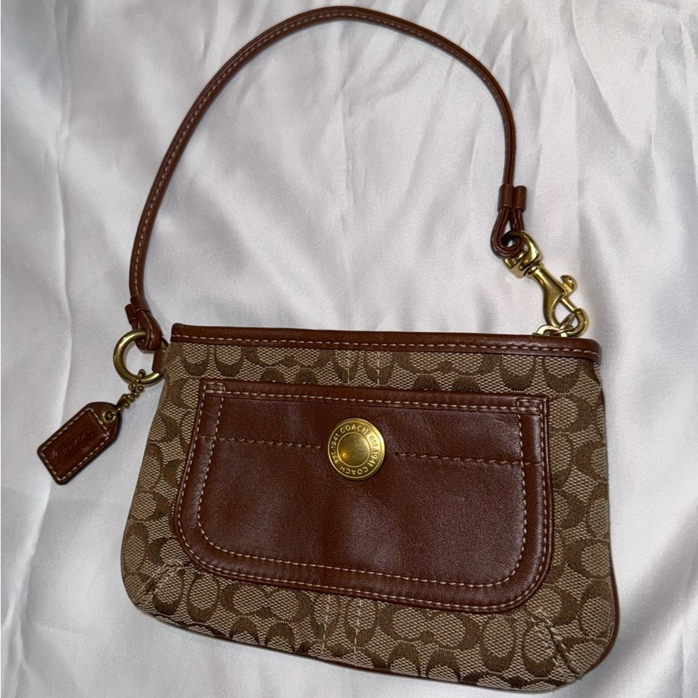 Coach Brown Signature Monogrammed Wristlet